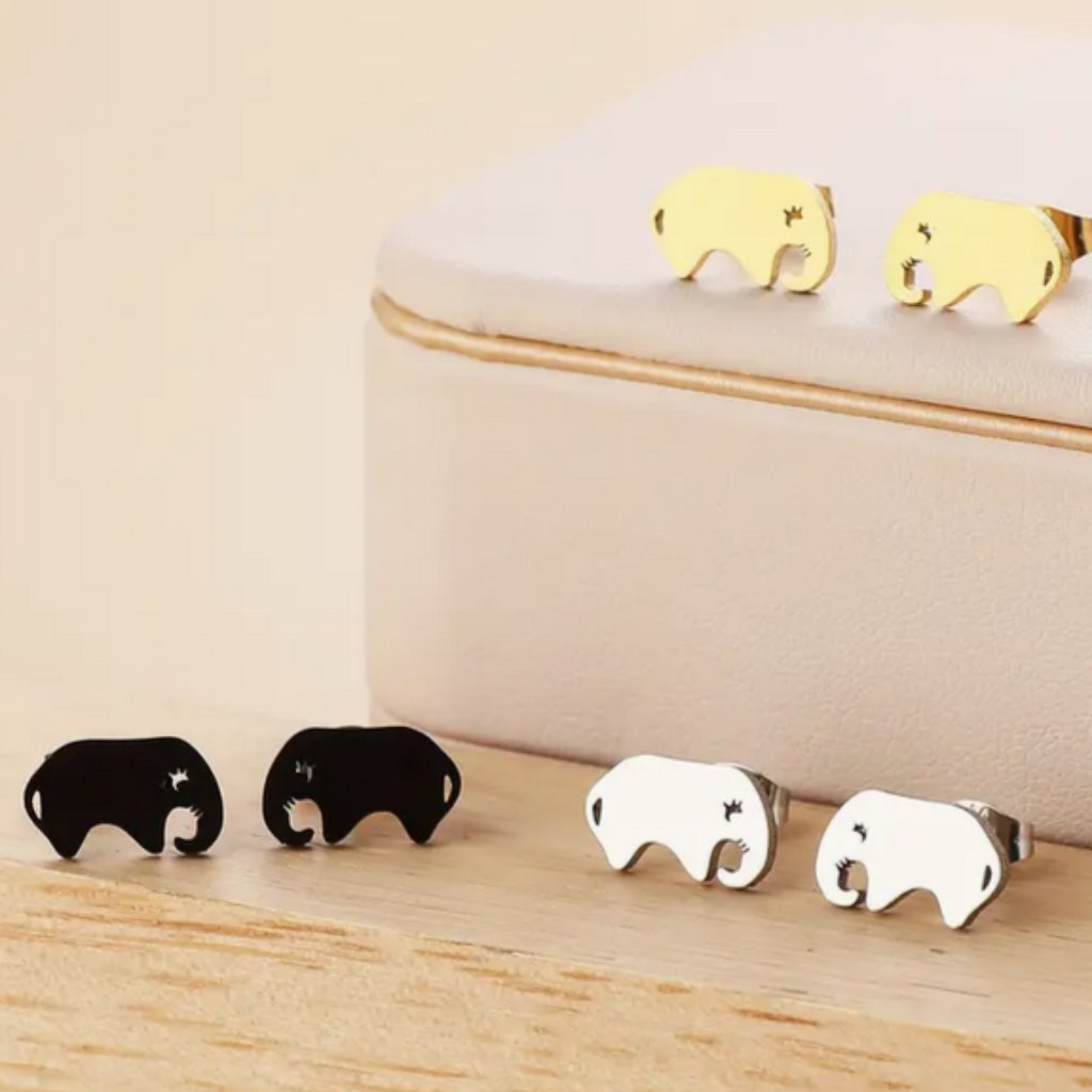 Elephant Stainless Steal Stud Earrings Nwt
